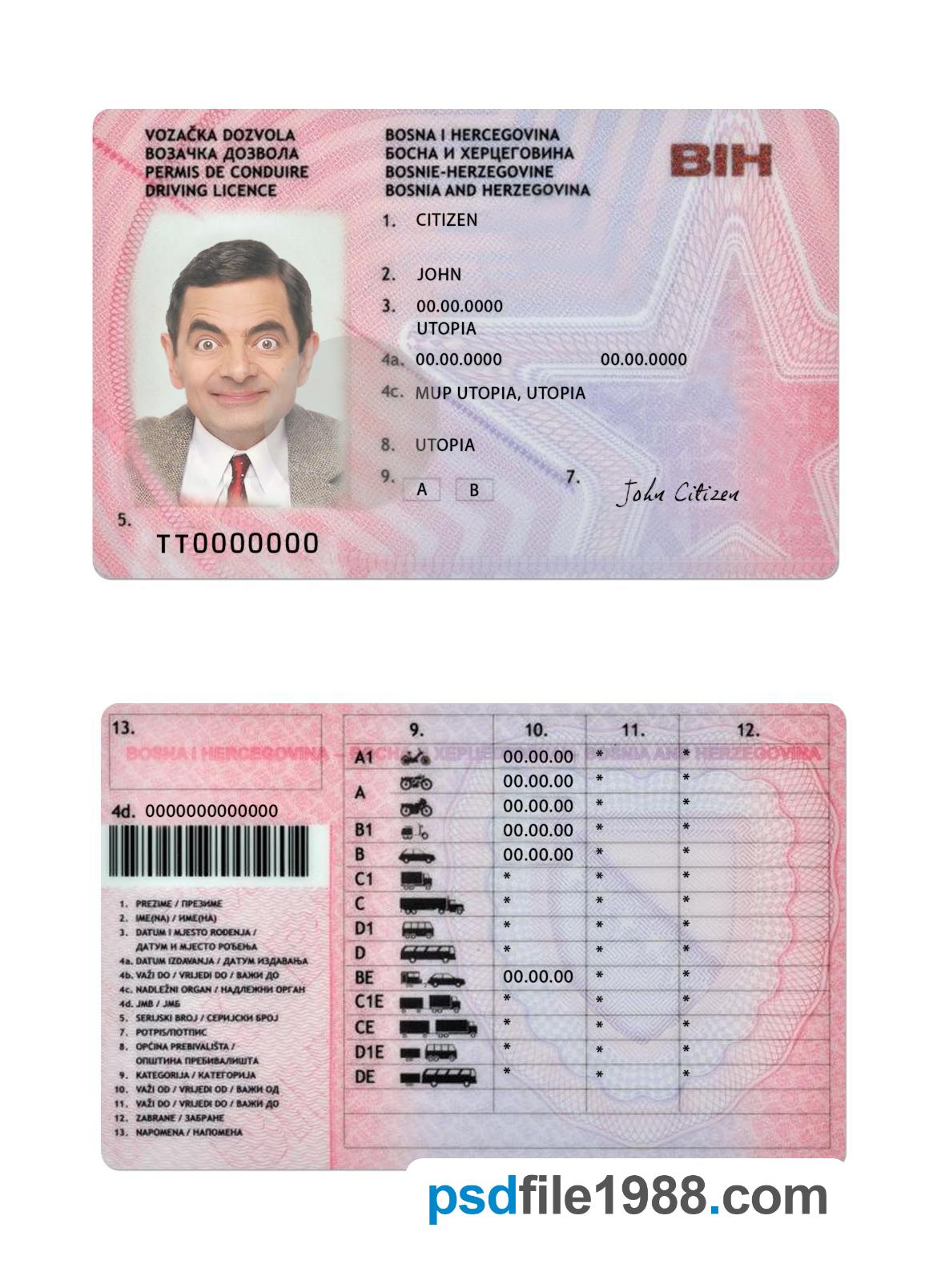 Bosnia and Herzegovina Driving License Version 2